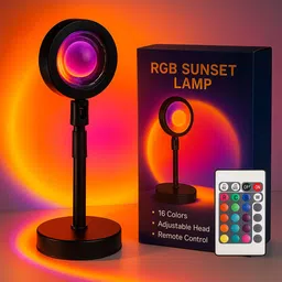 vibevine Sunset Projection Lamp with Remote – 16 Color Changing RGB Light 360° Rotation Table Lamp-picture-18