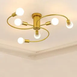 lymon 6 Light Modern Gold Metal Hanging Light for Home (Bulbnot incl.) (Pack of 1) Ceiling Light Ceiling Lamp-picture-33