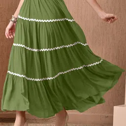 amar fashion Women Solid Flared Green Skirt-picture-22