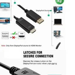 GoodsBazaar DP Display Port Male to Hdmi Male Cable Video Audio DP DisplayPort HDMI Adapter Combo Set image 4