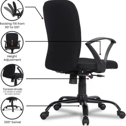 mg traders MG MODERN FULLY ADJUSTABLE CUSHION COMFORT FOR OFFICE/STUDY CHAIR Cotton Office Adjustable Arm Chair image 3