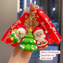 amanvani Merry Christmas Decorations 3D Keychain with Strap New Year Gift Return Gift Key Chain image 3