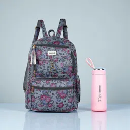 zerus Premium Floral Print Girls Backpack Combo with Daily Use Bottle Waterproof School Bag-picture-34