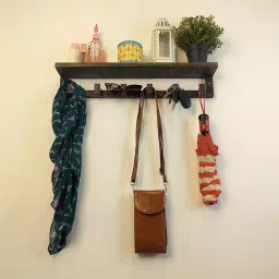 symplify Gregor Wooden Wall Shelf Organiser With Key Holders image 5