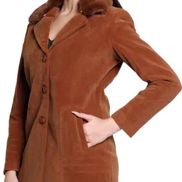 cutindia Wool Blend Solid Coat For Women image 3