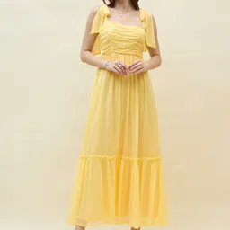 aayu Women Layered Yellow Maxi/Full Length Dress-picture-19