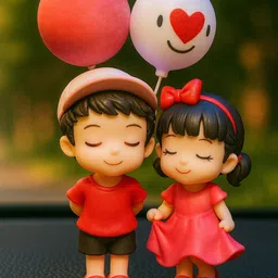 Mkecom Couple Figurine with 1 Boy and 1 Girl Balloon car dashboard, gifting Decorative Showpiece - 8 cm-picture-29