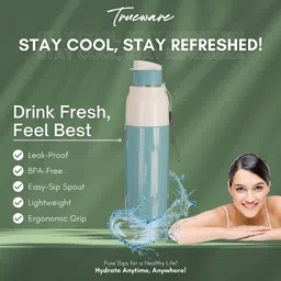 trueware Aqua Blink Double Wall Inner Steel Outer Plastic 750 ml Water Bottle image 5