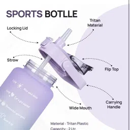 rbm Set of 3 Transparent Water Bottle 2000ML, 900ML, 300ML 3100 ml Water Bottles image 3