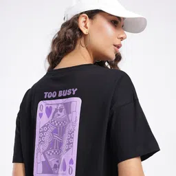 glitchez Women Printed Round Neck Pure Cotton Black T-Shirt-picture-16