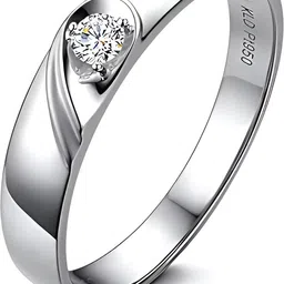 raksha mai jewellers 92.5 Silver Certified Unique Glorious Band Sterling Silver Cubic Zirconia Rhodium Plated Ring-picture-11