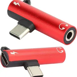 KAELAN Red Red USB C & 3.5mm Audio 2Pcs USB-C Aux Conveter & Charging Female C Port Phone Converter image 3