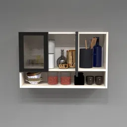 specialitypanels Aluminium Black Profile 2 Fluted Glass handless shutter with Space Organizer in Highland Pine Finish image 4