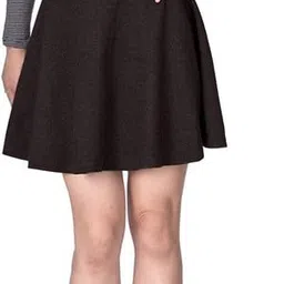 woo thing Women's/Girl's Classic Versatile Stretchy Flared High Waist All Time Trendy Plain Mini Skirt Skater image 2