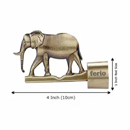 FERIO Elephant Design Zinc Alloy Curtain Bracket/Holder for Door and Window 1 Inch Rod Size Brass Antique Finish Set (Pack of 4) image 2