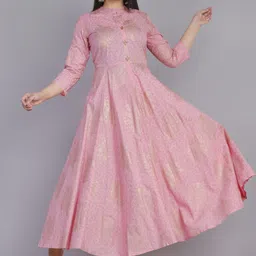 Women Gown Pink Ankle Length Dress-image-0