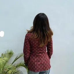 bl textile Party Regular Sleeves Printed Women Maroon Top image 2