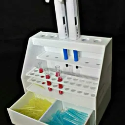 PIPPET RACK WITH TESTTUBE ( Micropippet stand with drawer) Plastic Test Tube Rack-image-2
