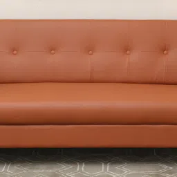 casacraft from pepperfry Amanda Leatherette 3 Seater Sofa In Tan Colour image 2