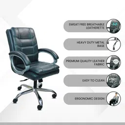 binani Executive Revolving Office Chair|Computer Desk Chair with Cushioned Seat & Back| Leatherette Office Executive Chair image 4