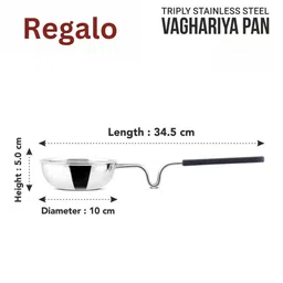 regalo 50 ml Stainless Steel Triply Tadka Pan with Long Silicon Handle image 2