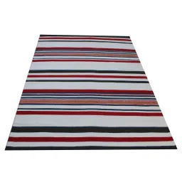 mric Multicolor Striped Wool 5 x 7 Feet Hand Woven Carpet image 4