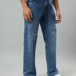 hoker Men Loose Fit Mid Rise Dark Blue Jeans image 3