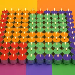 pride store Multicolor Tealight Candle for Home Décor Festive Celebration Wax Candle Candle Aluminium (Pack of 100) Table Diya image 5