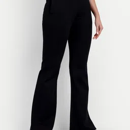 broadstar Women Flared Black Lycra Blend Trousers-picture-28