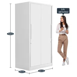 godrej interio Slide Metal Sliding Door Wardrobe in Tex Bond White Colour image 3