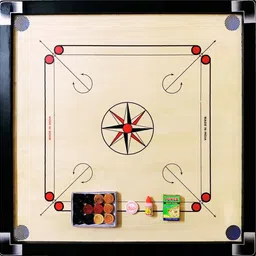 ssportshub 26-inch Glossy Wooden Carrom Board with Striker, Coins & Powder 66 cm Carrom Board-picture-22