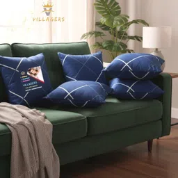 villagers Polyester Fibre Cushion Pack of 5 Abstract Premium Cushion Set | (16x16 inch)-picture-26