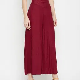 duke Women Regular Fit Red Viscose Rayon Trousers image 4