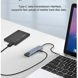 RuhZa USB C Hub Ethernet Adapter,6 in 1 USB C to 4K HDMI with 1000M Ethernet, for MacBook Pro Air M1, iPad Pro, Chromebook, XPS, Nintendo Switch, Samsung USB LAN Card image 5