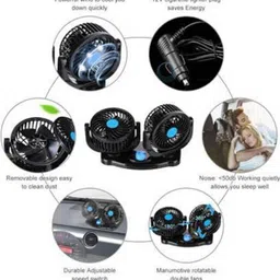 ajeetech 12V DC Car Fan for Dashboard 360 Degree Rotatable Dual Head Car Auto Cooling Car Interior Fan image 2