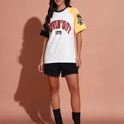 the dry state Women Printed Round Neck Pure Cotton Multicolor T-Shirt image 5