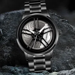 empero 3D Rotating Spinning Watch Quartz Men Rim Car Wheel Watches Analog Watch - For Men Wheel Watch image 1