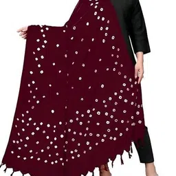 nothing more Cotton Silk Printed Maroon Women Dupatta-picture-15