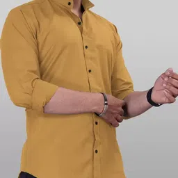 vtexx Men Regular Fit Solid Mandarin Collar Casual Shirt image 4