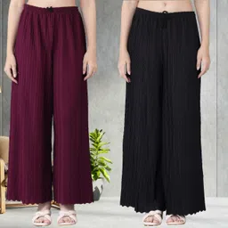 irha Pack of 2 Women Regular Fit Multicolor Viscose Rayon Trousers-picture-28
