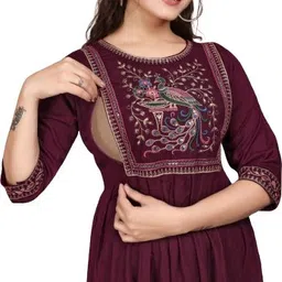 dichika Women Fit and Flare Maroon Below Knee Dress-picture-16