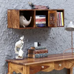 woodenmood Aramika Sheesham Wood Book Shelf With Door In Provincial Teak Finish image 2