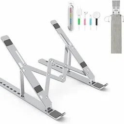LUCKYY Compatible , Foldable, Ergonomic, Tablet Stand Laptop Stand, Mobile Stand Aluminium Desk Stand Laptop Stand with Adjustable Height Compatible with Universal Laptops-image-26