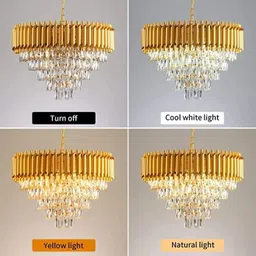 baslash 600mm Full gold Round Chandelier For Living Room Bed Room Chandelier Ceiling Lamp image 3