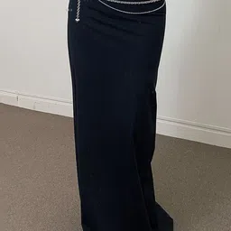 lulu & sky Women Solid Regular Black Skirt-picture-34