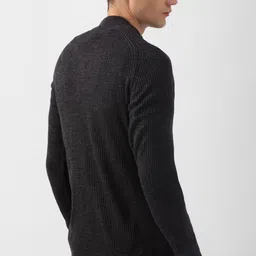 peter england Men Solid Crew Neck Black Sweater image 2