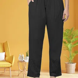 fambee Women Relaxed Black Viscose Rayon Trousers image 4