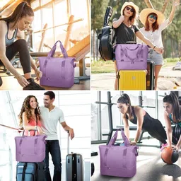 enlarger 27 L Gym Duffel Bag - Nylon 27 L Gym Duffle Bag For Men & Women(Dark Purple, 50 x 20 x 28 cm) - Purple image 3