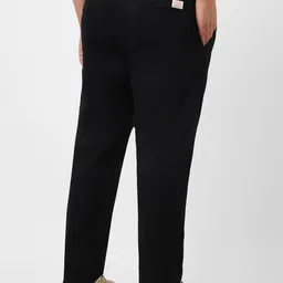 urbano plus Men Regular Fit Black Pure Cotton Trousers image 4