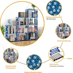 mezire Compact 12-Tier Book Organizer/Shoe/Chappal/Book/Clothes Rack with Plastic Joint Metal Open Book Shelf image 3